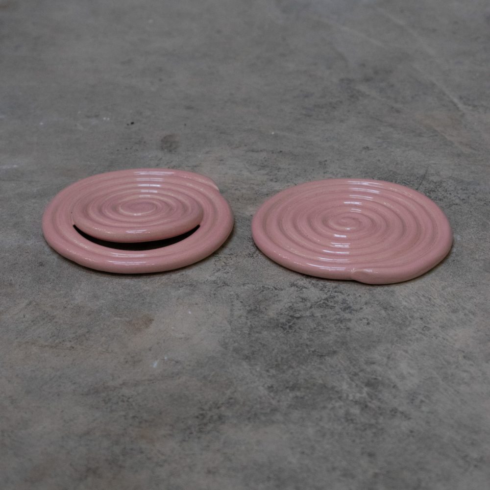 Pink ceramic coaster L - Prototype B
